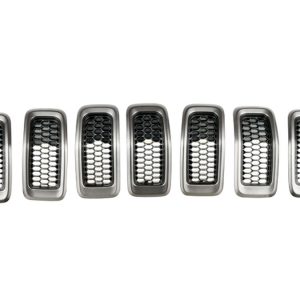 REJILLA FASCIA DELANTERA JP GRAND CHEROKEE 14-18 PLATA P/PINTAR JGO 7 PIEZAS
