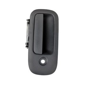 MANIJA EXTERIOR CV EXPRESS VAN  GM SAVANA 96-09  CON HOYO PARA LLAVE CORRUGADA NEGRA PLASTICO HUSHAN Derecho Delantera