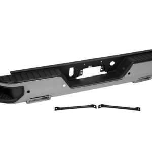 DEFENSA TRASERA CV SILVERADO 19-23 1500 C/2 HOYOS P/ESCAPE CROMADA 4X2/4X4/CUSTOM V6/V8 6/8 CILINDROS 4.3/5.3L 2/4 PUERTAS