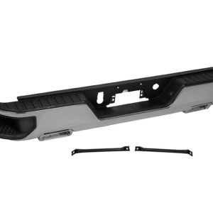 DEFENSA TRASERA CV SILVERADO 19-23 1500 C/2 HOYO P/ESCAPE S/HOYO P/SENSOR CROMADA 4X2/4X4/CUSTOM V6/V8 6/8 CILINDROS 4.3/5.3L 2/4 PUERTAS