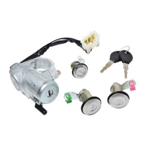 SET DE CILINDROS NS TSURU III 92-17  CON LLAVE PUERTA/CAJUELA/ENCENDIDO 5 PINS CON CANDADO METAL CROMO 12VCC
