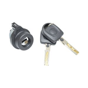 CILINDRO DE ENCENDIDO VW AMAROK 11-19/BORA 05-10/JETTA BICENTENARIO 11-18/TIGUAN 09-17/TOUAREG 02-10  CON LLAVE PARA CHIP 2 PINS METAL NEGRO 12VCC