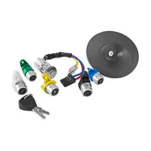 SET DE CILINDROS RN KANGOO 07-17  CON LLAVE PUERTA/CAJUELA/ENCENDIDO/PUERTA CORREDIZA/GASOLINA METAL 12VCC